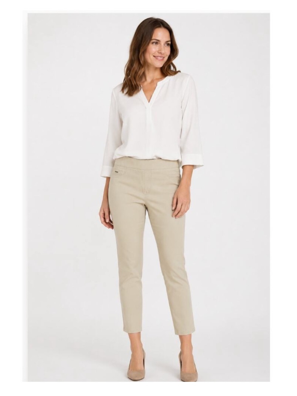 Nine West Heidi Pull On Equestrian Cropped Cotton Pant - Size 6